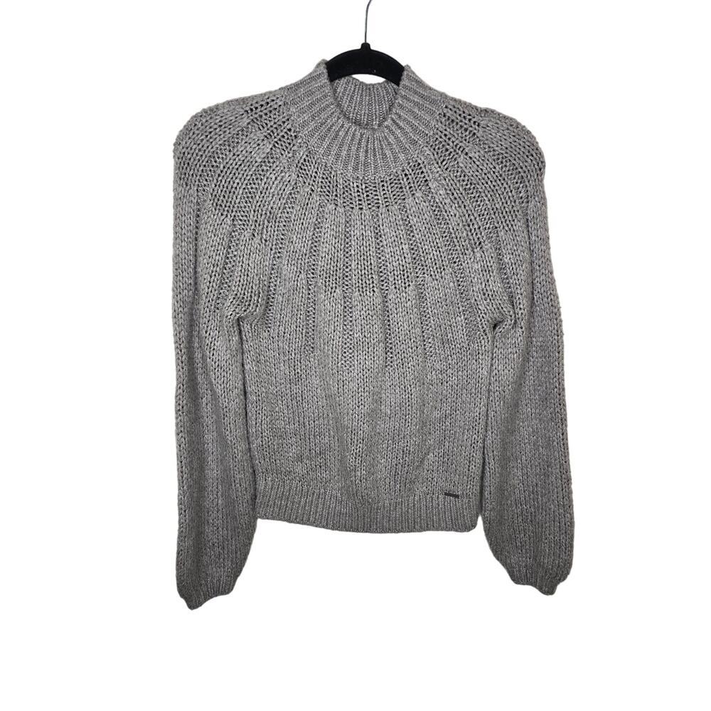 Abercrombie & Fitch Soft Beige Balloon Sleeve Cable Knit Sweater Womens Small